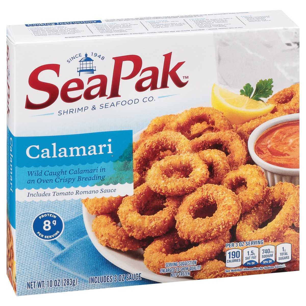 slide 2 of 9, SeaPak Crispy Wild Caught Calamari Rings 10 oz, 10 oz