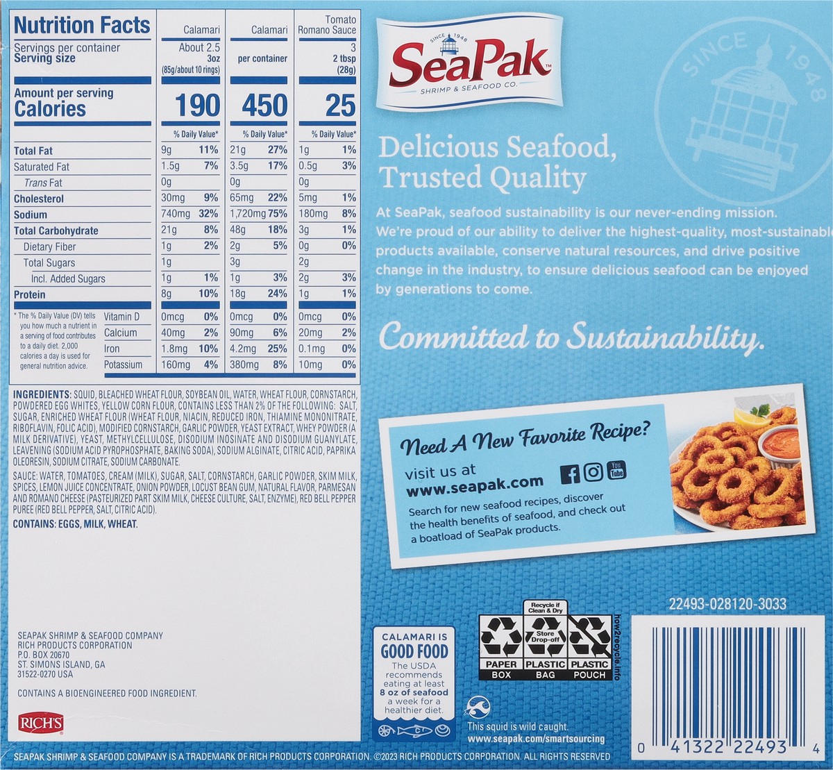 slide 9 of 9, SeaPak Crispy Wild Caught Calamari Rings 10 oz, 10 oz