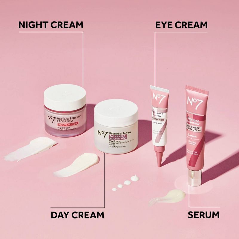 slide 12 of 15, No7 Restore & Renew Multi Action Face & Neck Serum - 1.69 fl oz, 1.69 fl oz