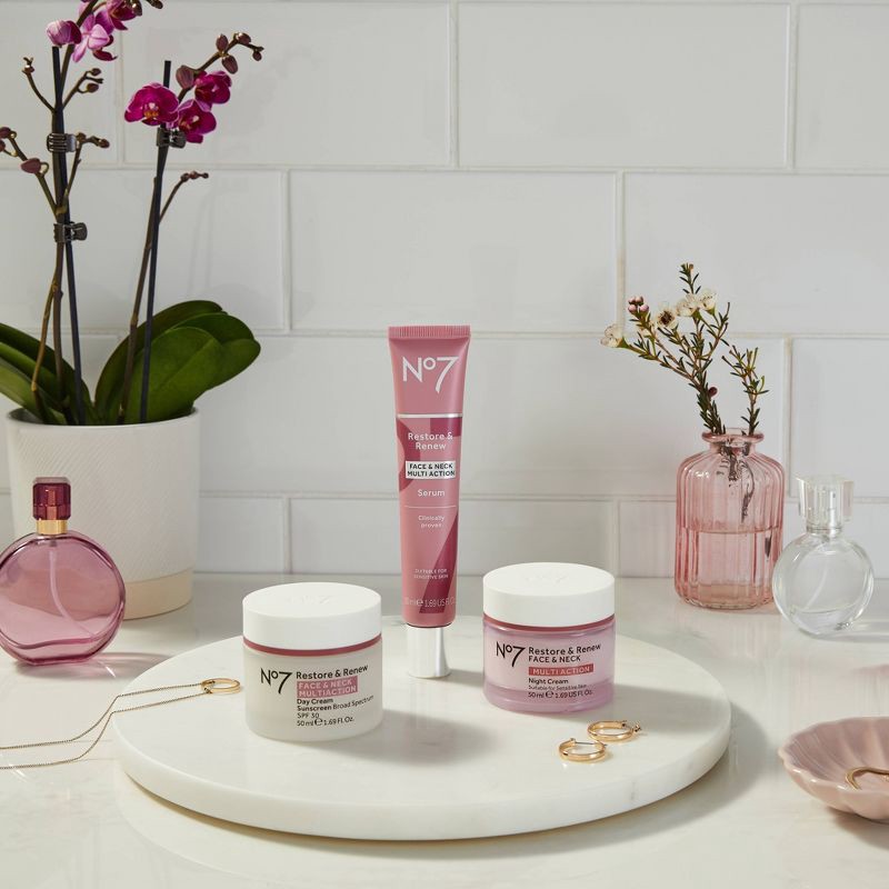 slide 13 of 15, No7 Restore & Renew Multi Action Face & Neck Serum - 1.69 fl oz, 1.69 fl oz