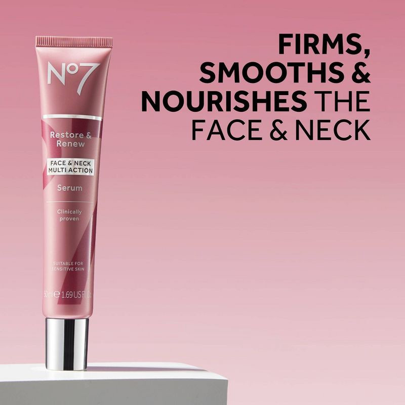 slide 11 of 15, No7 Restore & Renew Multi Action Face & Neck Serum - 1.69 fl oz, 1.69 fl oz