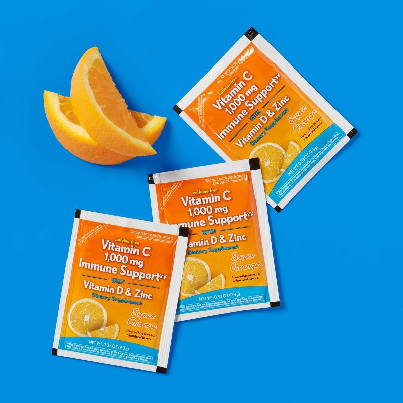 slide 2 of 6, Vitamin C + D Immune Support Powder - Orange - 30ct - up&up™, 30 ct