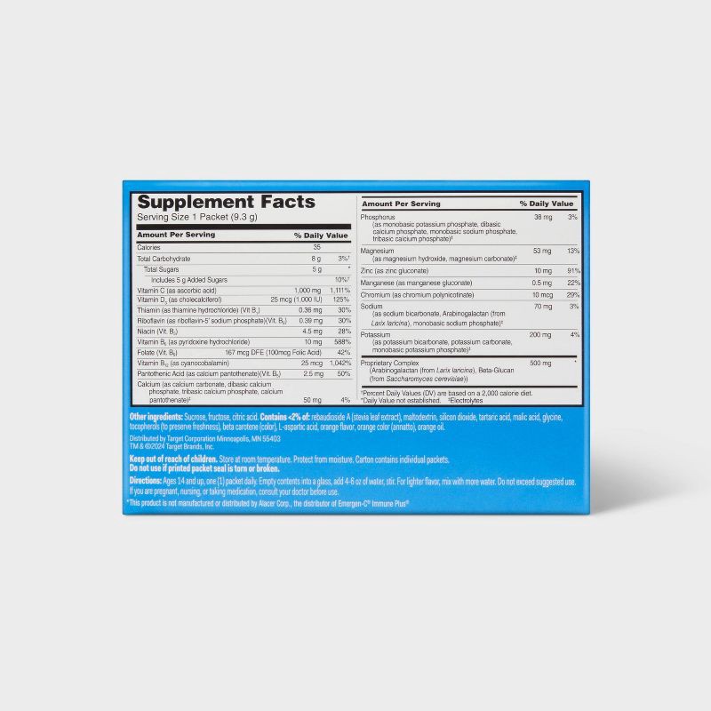 slide 3 of 6, Vitamin C + D Immune Support Powder - Orange - 30ct - up&up™, 30 ct