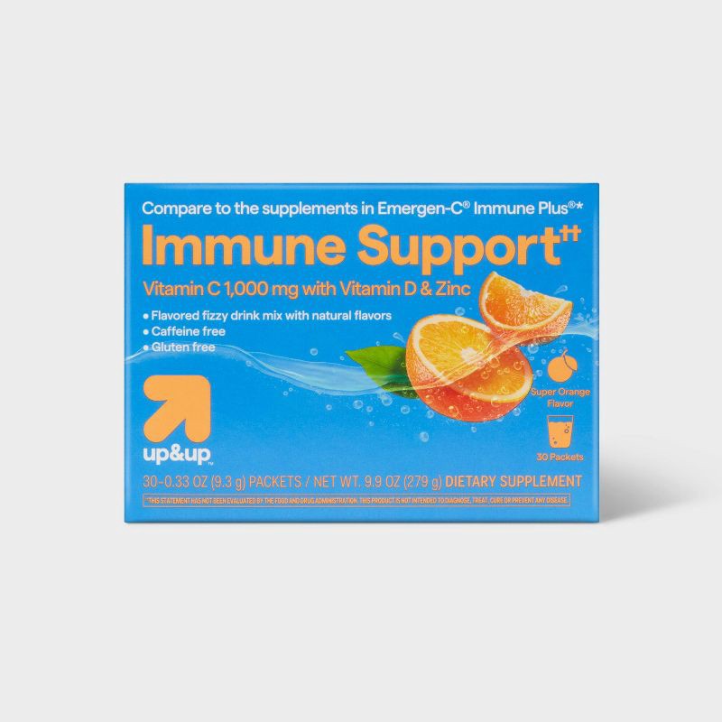slide 1 of 6, Vitamin C + D Immune Support Powder - Orange - 30ct - up&up™, 30 ct