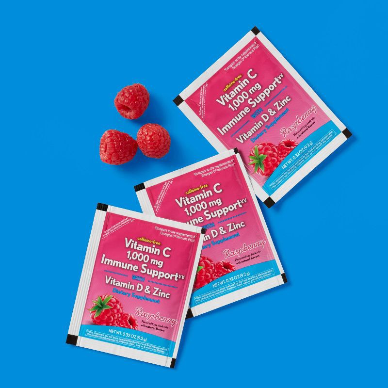 slide 2 of 5, Vitamin C + D Immune Support Powder - Raspberry - 30ct - up&up™, 30 ct