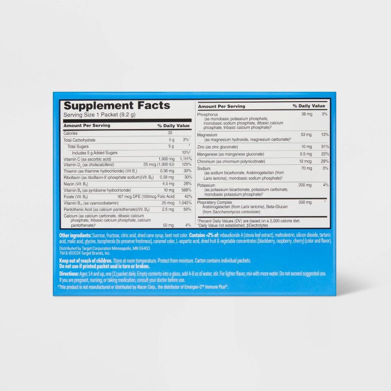 slide 3 of 5, Vitamin C + D Immune Support Powder - Raspberry - 30ct - up&up™, 30 ct