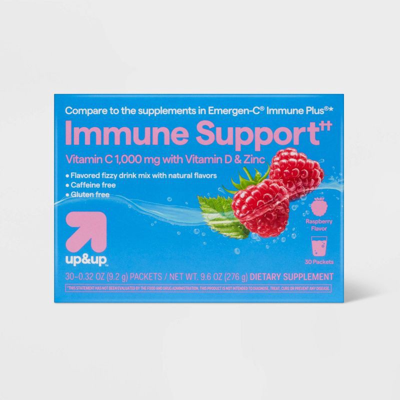 slide 1 of 5, Vitamin C + D Immune Support Powder - Raspberry - 30ct - up&up™, 30 ct