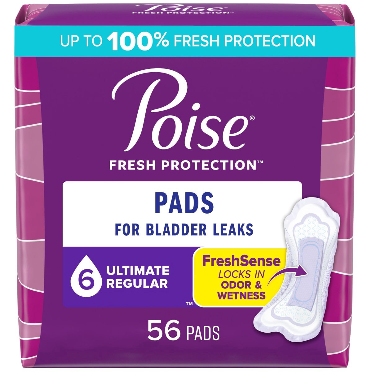 slide 1 of 9, Poise Original Design Postpartum Incontinence Pads for Women - Ultimate Absorbency - Regular - 56ct, 56 ct