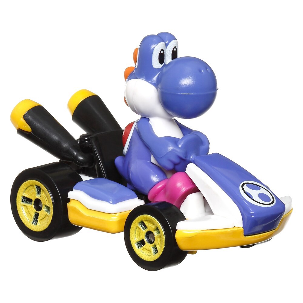 slide 4 of 5, Mattel Hot Wheels Mario Kart Blue Yoshi Standard Kart Toy Vehicle, 1 ct