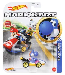 Mattel Hot Wheels Mario Kart Blue Yoshi Standard Kart Toy Vehicle