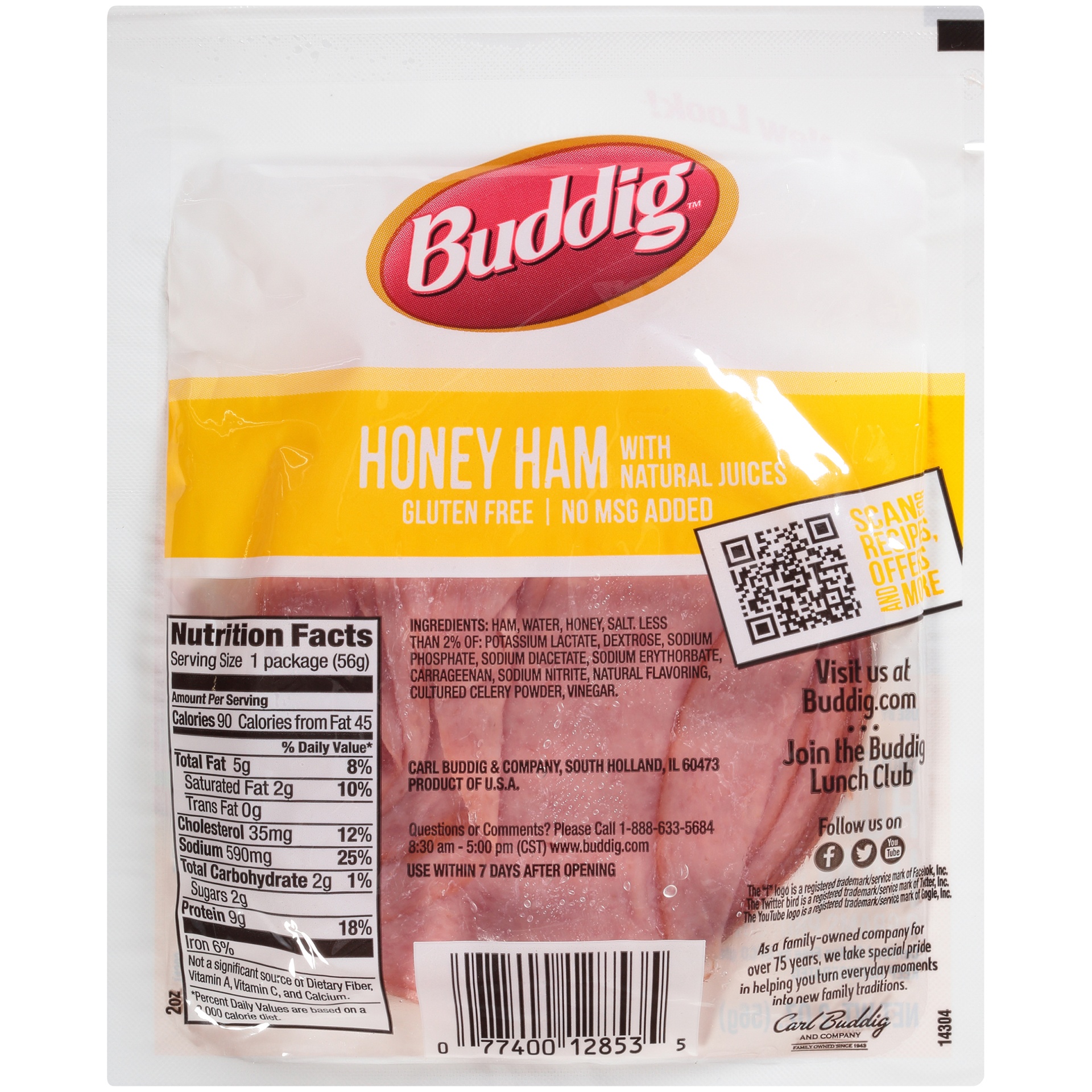 slide 4 of 6, Buddig Original Sliced Honey Ham, 2 oz