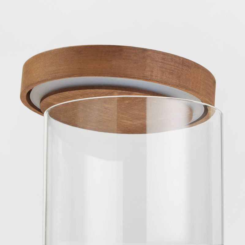 slide 3 of 3, Glass Storage Canister with wood lid - Small - Threshold™, 1 ct