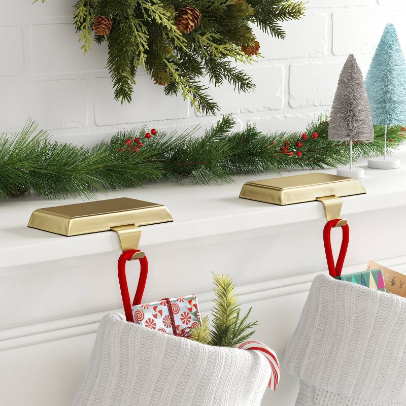 slide 2 of 4, 2pk Basic Christmas Stocking Holder Gold - Wondershop™, 2 ct