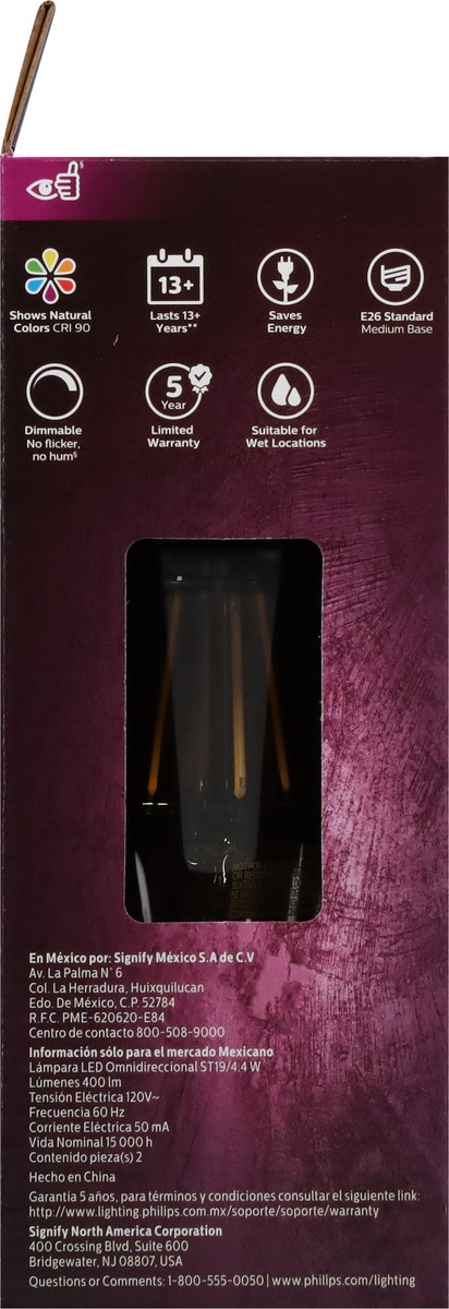 slide 2 of 9, Philips 4.4 Watts Soft White Dimmable Vintage LED Light Bulbs 2 ea, 2 ct