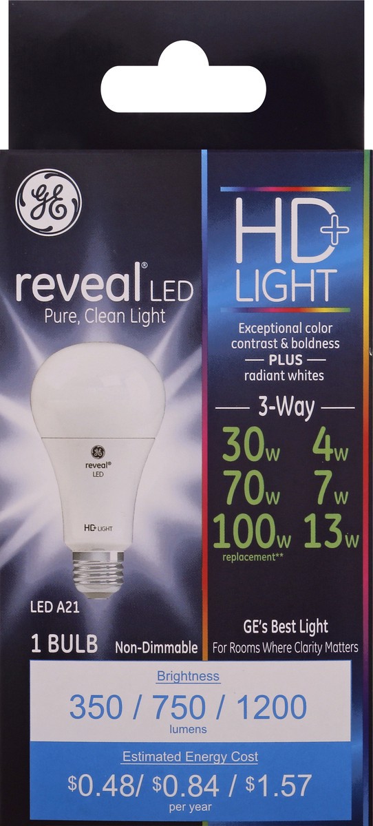 slide 1 of 11, GE Reveal 4/7/13 Watts 3-Way LED Light Bulb 1 ea, 1 ct