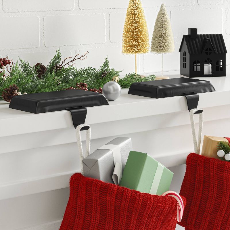 slide 2 of 4, 2pk Basic Christmas Stocking Holder Black - Wondershop™, 2 ct