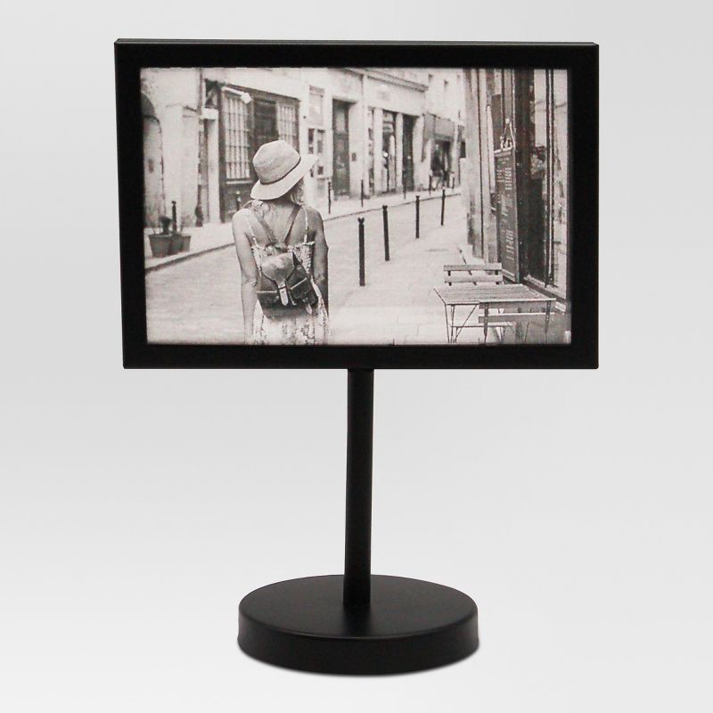 slide 1 of 5, 4" x 6" Modern Standing Single Picture Frame Black - Threshold™: Metal, Tabletop Display, Glass Glazing, 1 ct