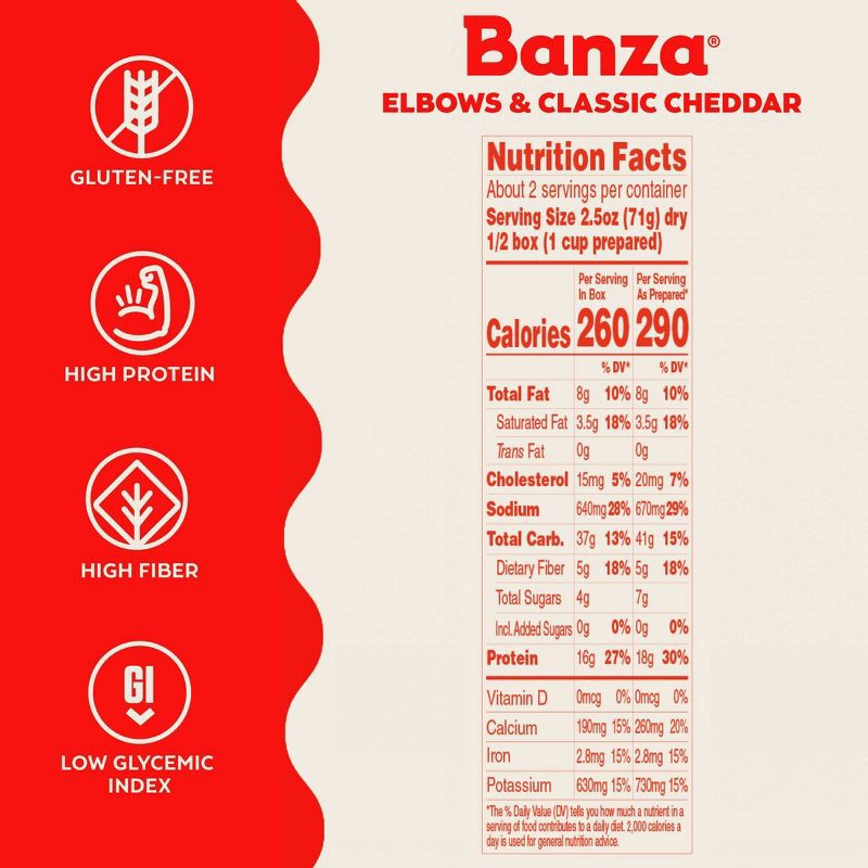 slide 5 of 8, Banza Gluten Free Chickpea Elbows & Classic Cheddar Macaroni & Cheese - 5.5oz, 5.5 oz