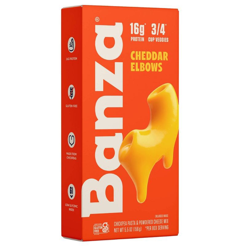 slide 1 of 8, Banza Gluten Free Chickpea Elbows & Classic Cheddar Macaroni & Cheese - 5.5oz, 5.5 oz