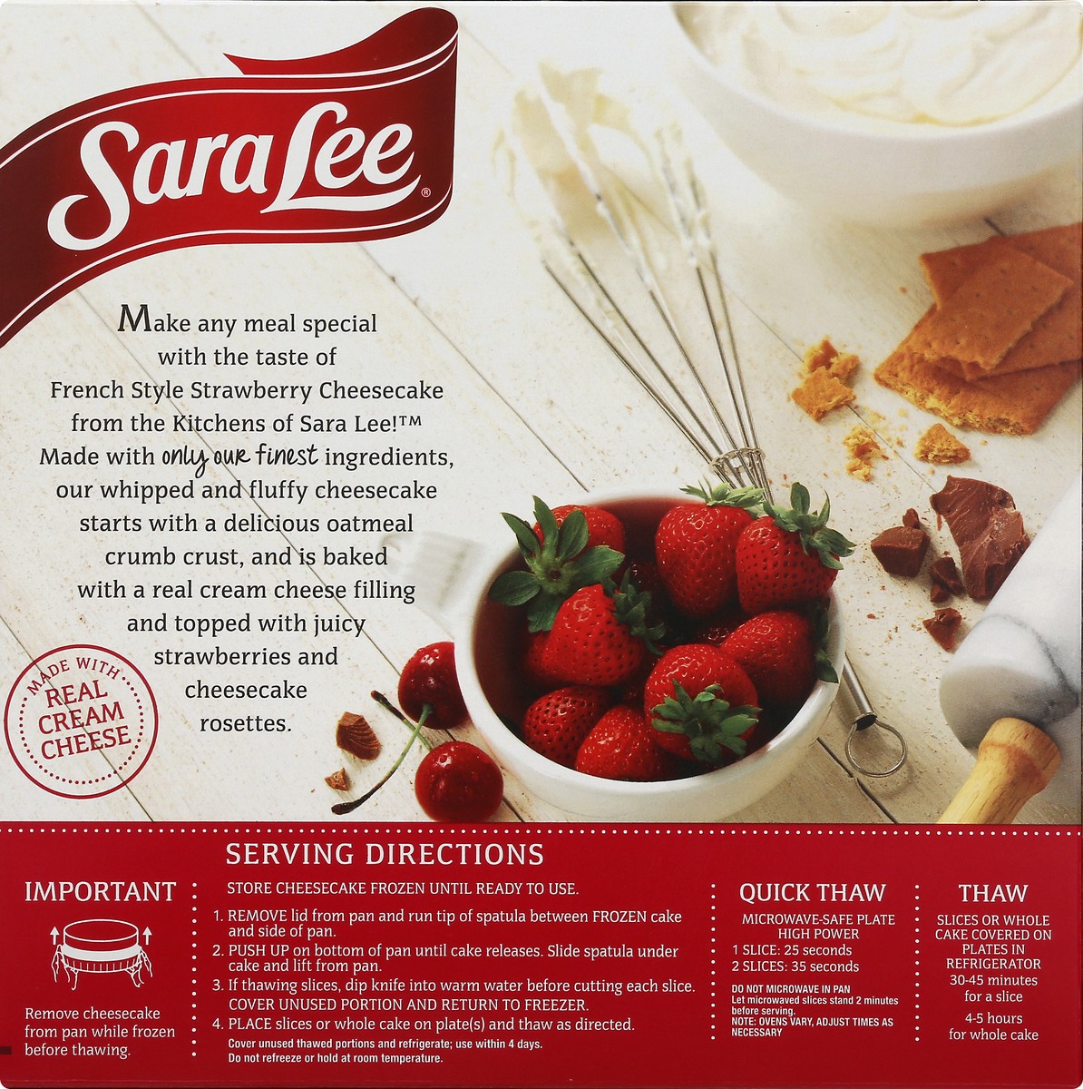 slide 9 of 9, Sara Lee French Style Cheesecake 7" Strawberry 26oz, 26 oz