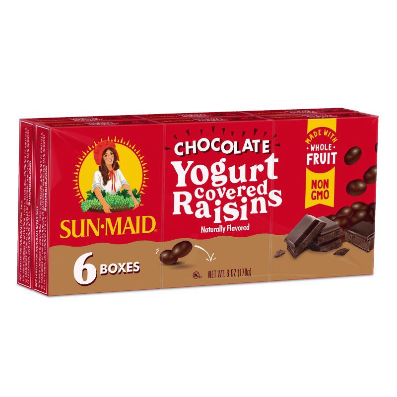 slide 3 of 11, Sun-Maid Chocolate Yogurt Covered Raisins - 1oz / 6ct, 1 oz, 6 ct