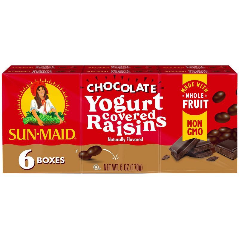 slide 1 of 7, Sun-Maid Chocolate Yogurt Covered Raisins - 6oz/6ct, 6 ct; 6 oz