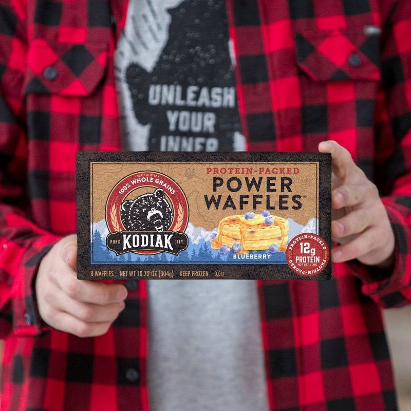 slide 4 of 6, Kodiak Cakes Kodiak Protein-Packed Power Waffles Blueberry Frozen Waffles - 8ct, 8 ct