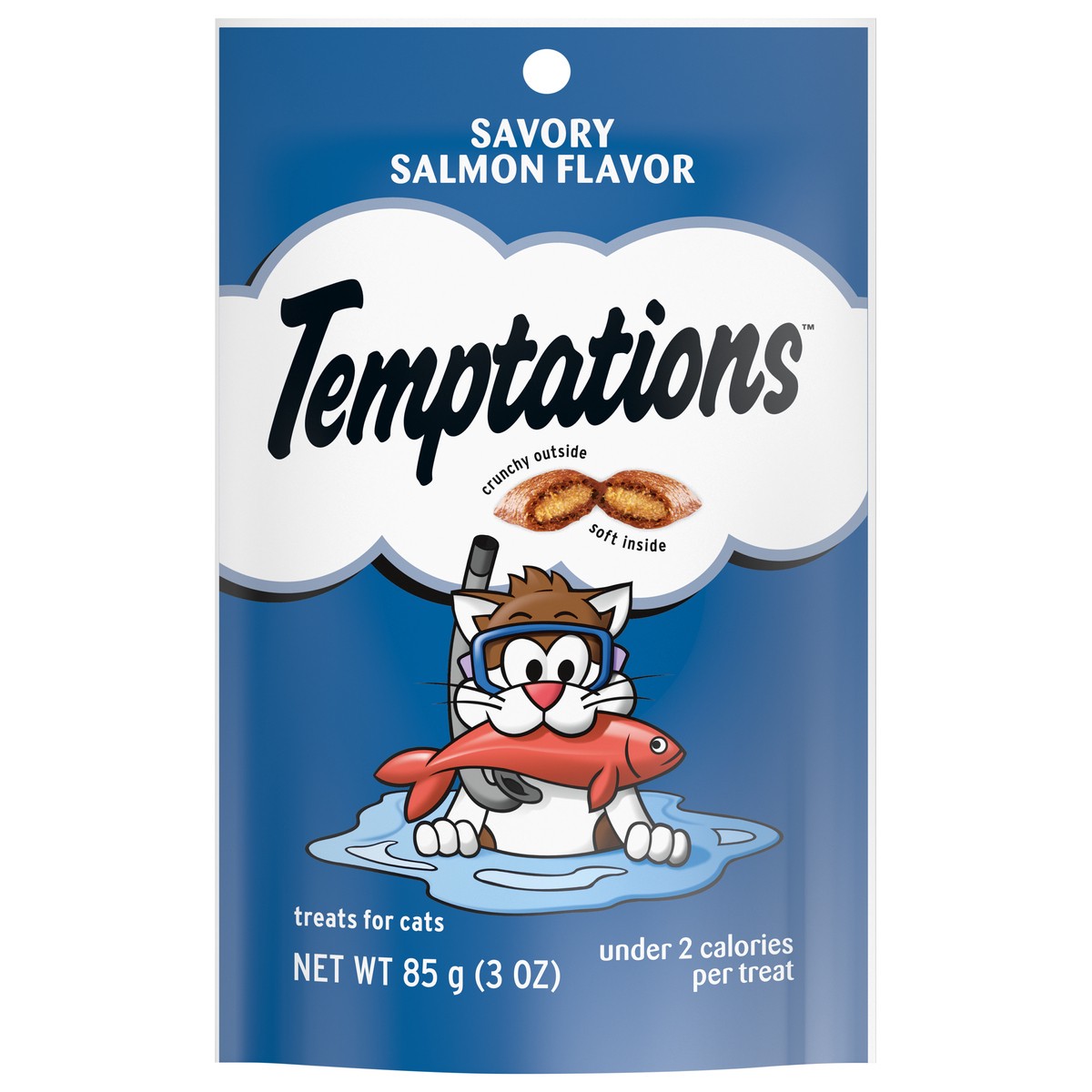slide 1 of 3, Temptations Savory Salmon Flavor Crunchy Cat Treats - 3oz, 3 oz