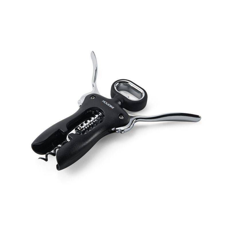 slide 2 of 6, Houdini Winged Corkscrew: Manual Wine & Bottle Opener, Dishwasher-Safe, Black, ABS & Steel, 8.13" Height, 1 ct