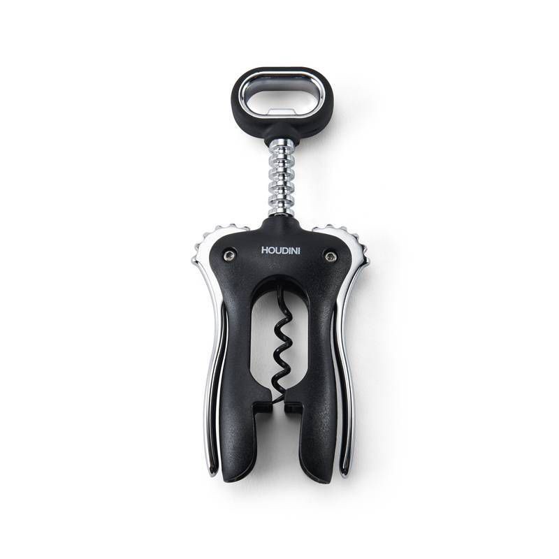 slide 1 of 6, Houdini Winged Corkscrew: Manual Wine & Bottle Opener, Dishwasher-Safe, Black, ABS & Steel, 8.13" Height, 1 ct