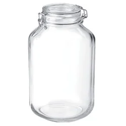Bormioli Rocco Fido 135.25oz Glass Canning Jar: Clamp Jar, Dishwasher-Safe, Clear, 3.4" Neck Diameter