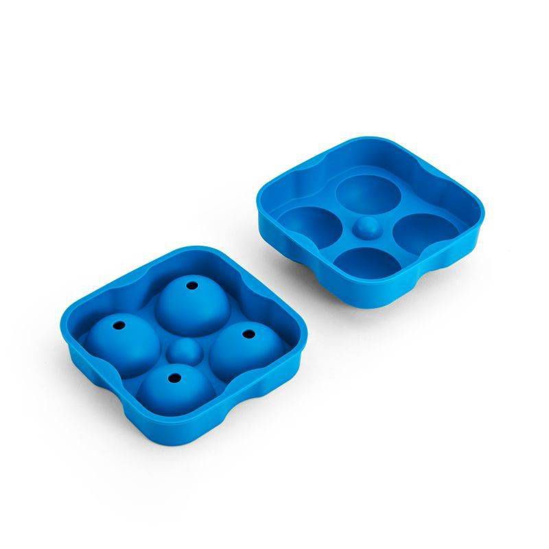 slide 2 of 7, Houdini Ice Sphere Tray: Silicone Whiskey Ice Mold, Reusable Dishwasher Safe, Turquoise Blue, 4 Cavities, 1 ct