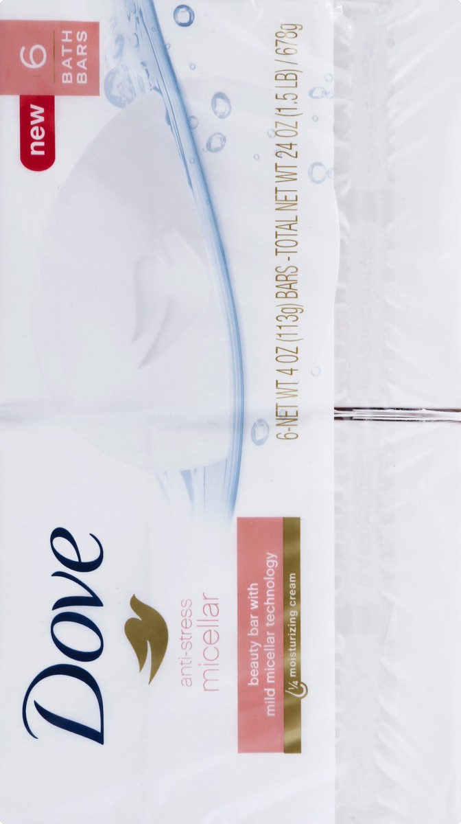 slide 6 of 6, Dove Anti-Stress Micellar Water Beauty Bar, 6 ct