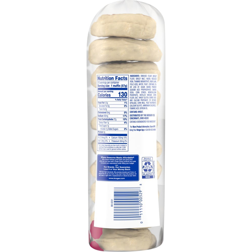 slide 2 of 5, Kroger Sourdough English Muffins 10 Count, 20 oz