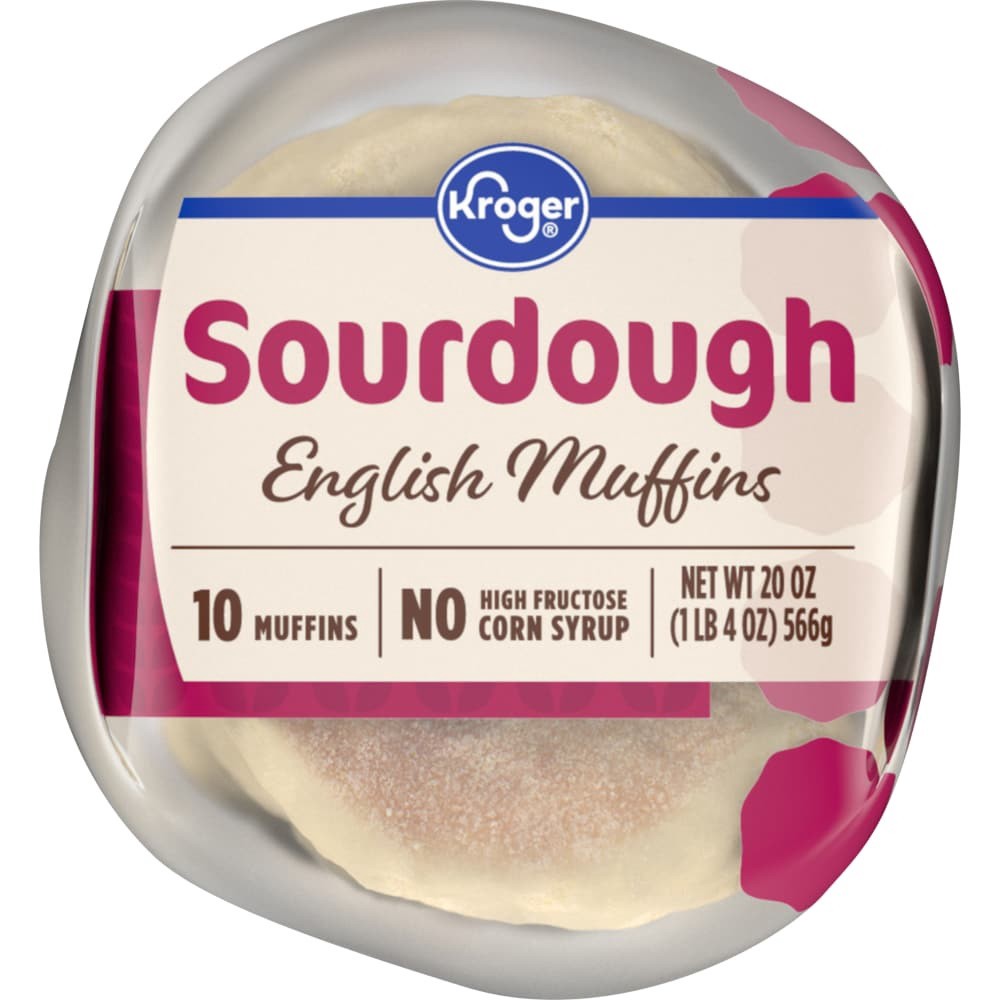 slide 3 of 5, Kroger Sourdough English Muffins 10 Count, 20 oz