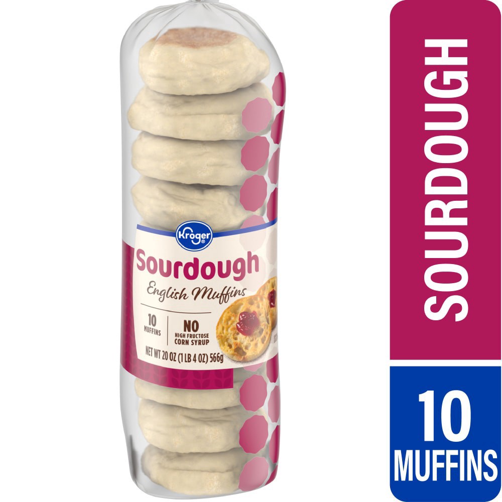 slide 1 of 5, Kroger Sourdough English Muffins 10 Count, 20 oz