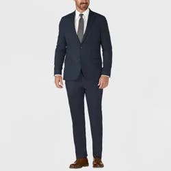 Haggar H26 Men's Tailored Fit Stretch Suit Jacket - Blue 40R: Heavyweight Polyester Blend, Notched Collar, 5 Pockets