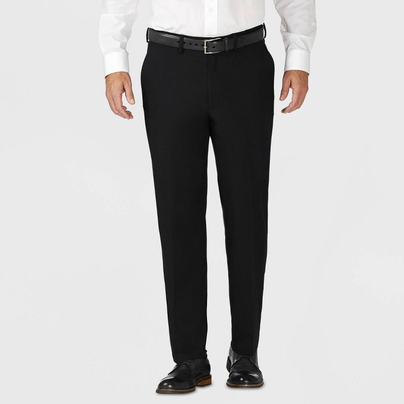 slide 1 of 4, Haggar H26 Men's Tailored Fit Stretch Suit Pants - Black 42x30: Polyester Rayon Blend, Mid Rise, Straight Leg, 1 ct