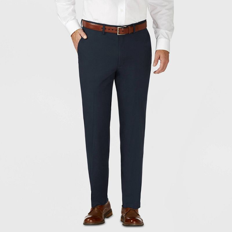 slide 1 of 5, Haggar H26 Men's Tailored Fit Stretch Suit Pants - Blue 34x32: Midweight Check Pattern, Full Waistband Elastic, 1 ct