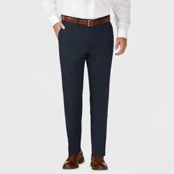 Haggar H26 Men's Tailored Fit Stretch Suit Pants - Blue 32x32: Classic Check Pattern, Lightweight Twill