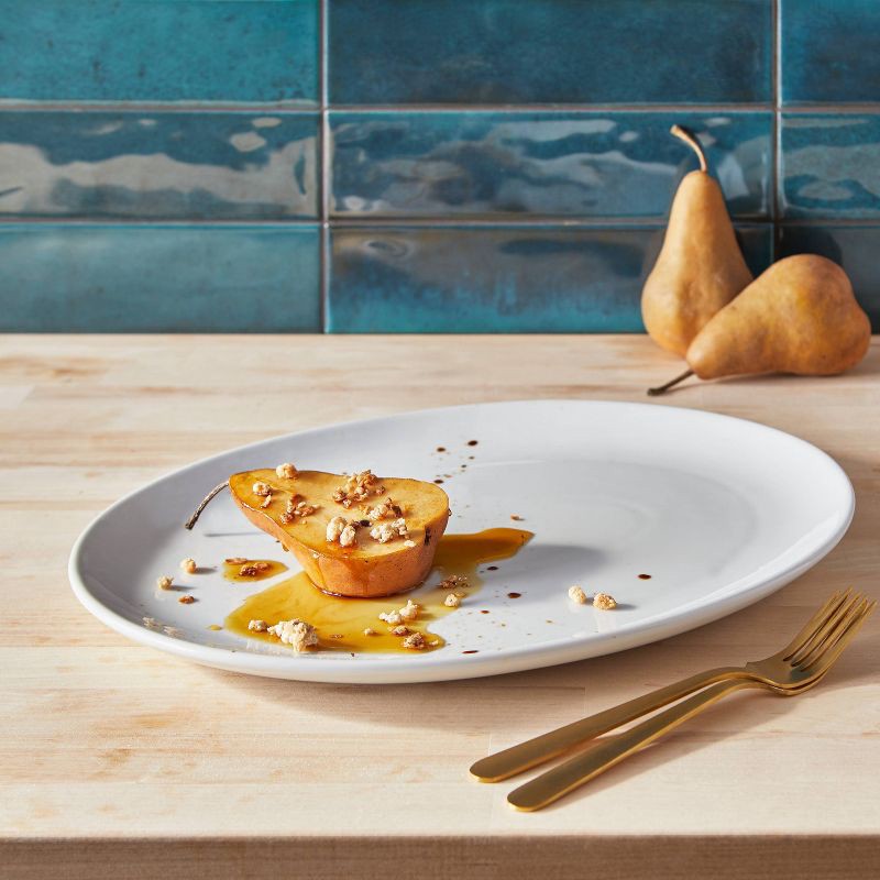 slide 2 of 3, Oval Porcelain Serving Platter 15.5'' White - Threshold™, 1 ct