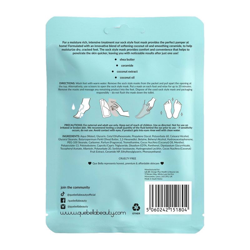 slide 3 of 5, Que Bella Intensive Foot Mask, 1 ct