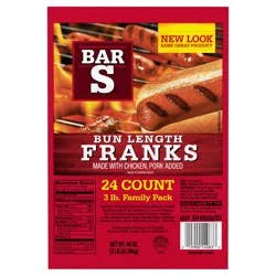 Bar-S Bun Length Franks 24 Each