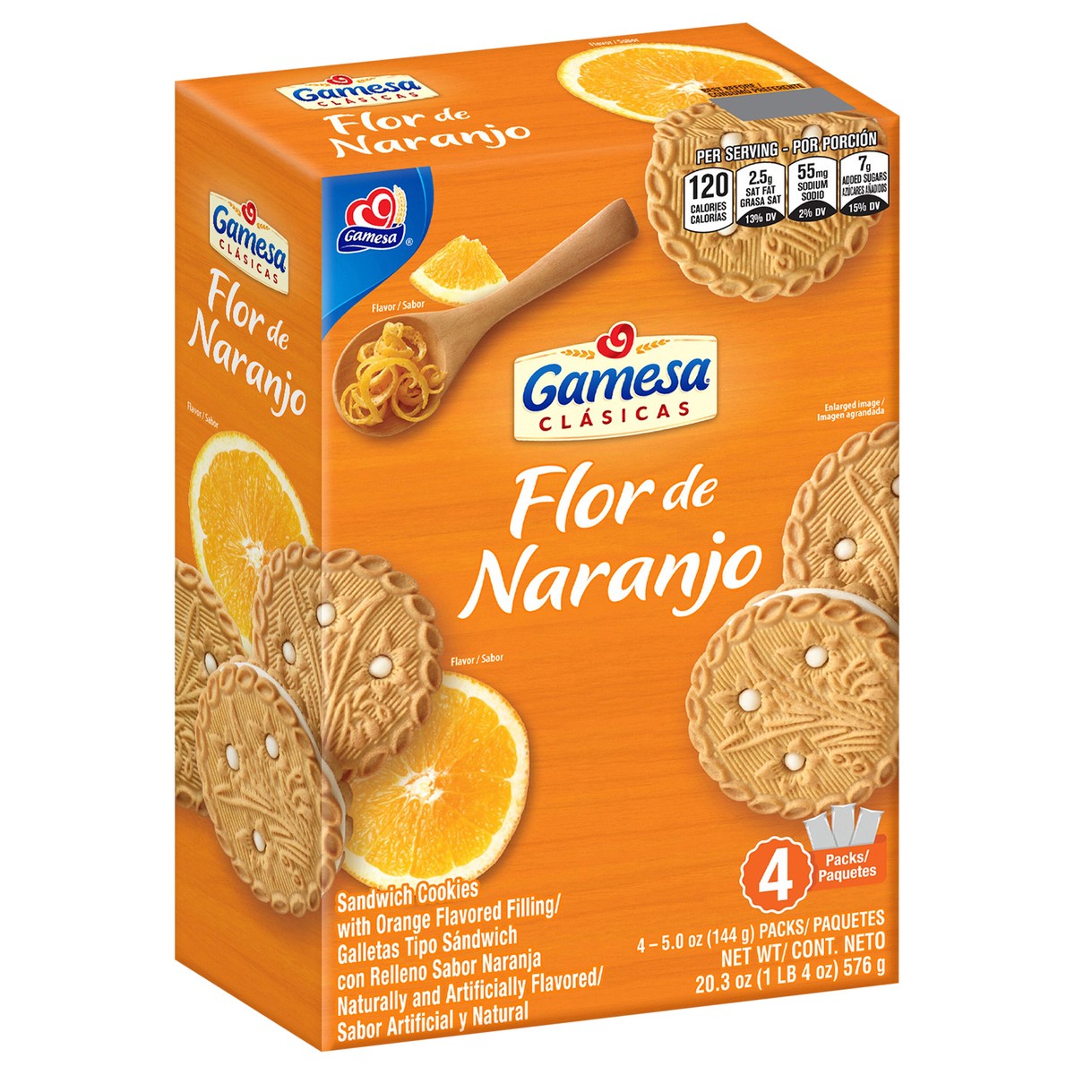 slide 9 of 12, Gamesa Flor De Naranjo Sandwich Cookies Orange 5 Oz, 4 Count, 4 ct