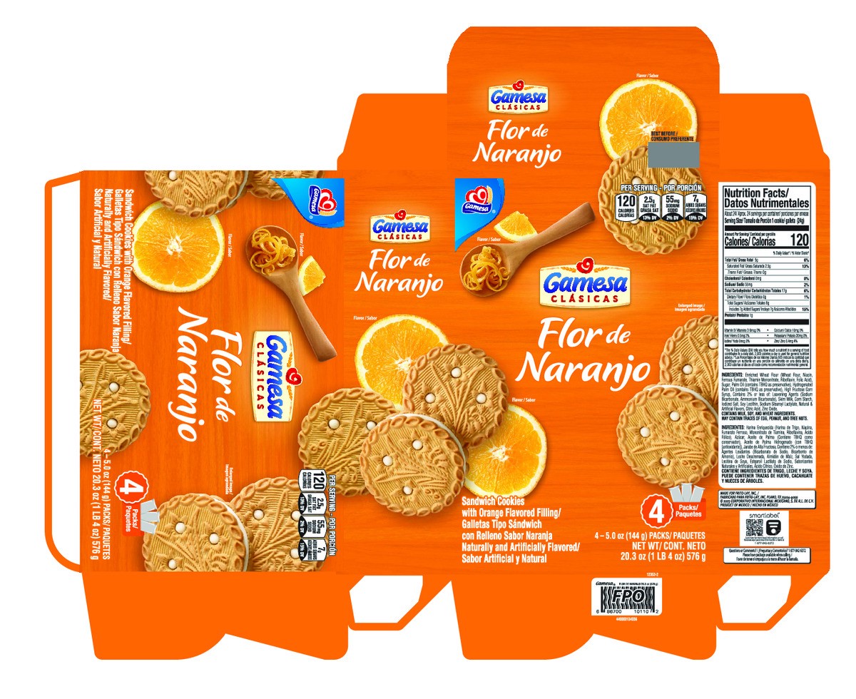 slide 8 of 12, Gamesa Flor De Naranjo Sandwich Cookies Orange 5 Oz, 4 Count, 4 ct