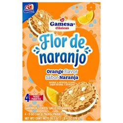 Gamesa Flor De Naranjo Sandwich Cookies Orange 5 Oz, 4 Count