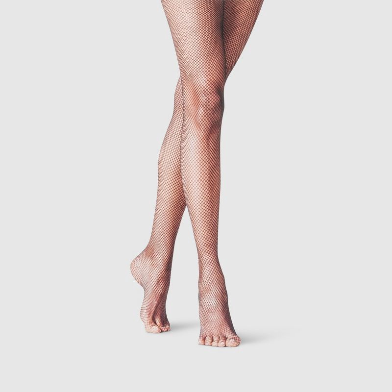 slide 1 of 2, Women's Micro Fishnet Tights - A New Day™ Black S/M: Diamond Pattern, High Waisted, Sheer Hosiery, 1 ct