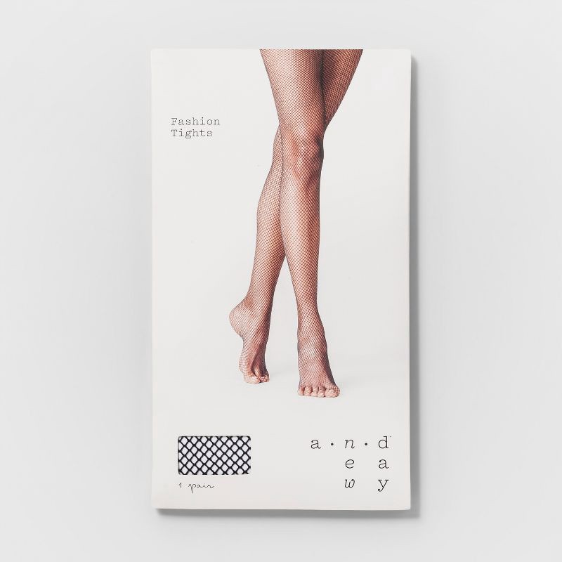 slide 2 of 2, Women's Micro Fishnet Tights - A New Day™ Black L/XL: Diamond Pattern, High Waisted, Sheer Nylon-Spandex Blend, 1 ct