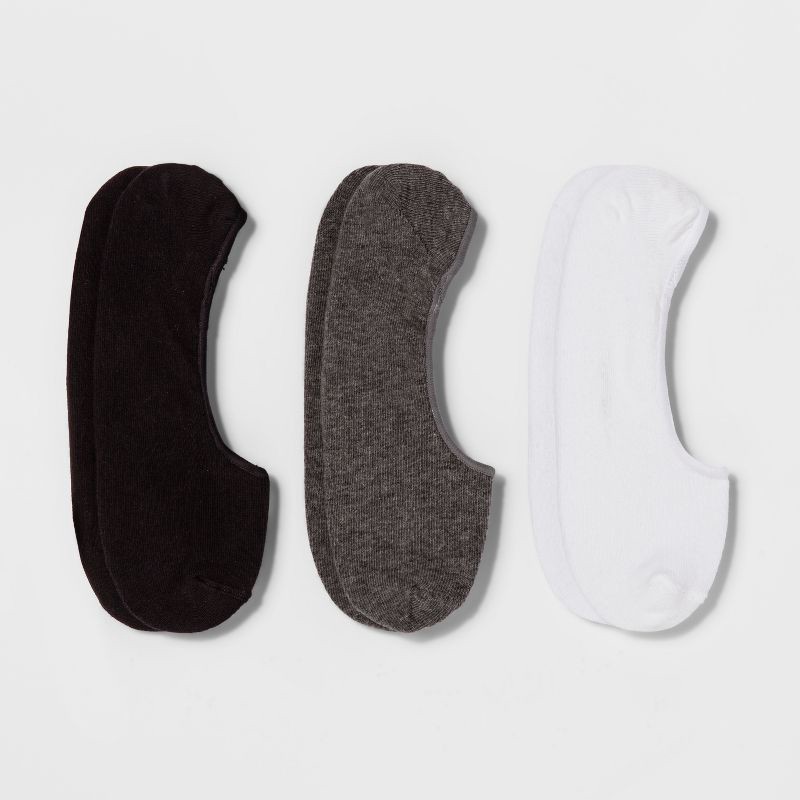 slide 1 of 2, Women's 3pk Liner Socks - A New Day™ Black/Charcoal/White 4-10, 3 ct