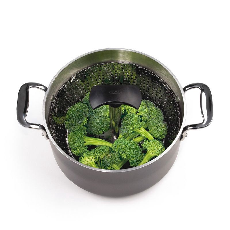 slide 6 of 13, OXO Stainless Steel Steamer with Extendable Handle: Best Kitchen & Vegetable Steamer Basket, Dishwasher-Safe, Silver, 1 ct